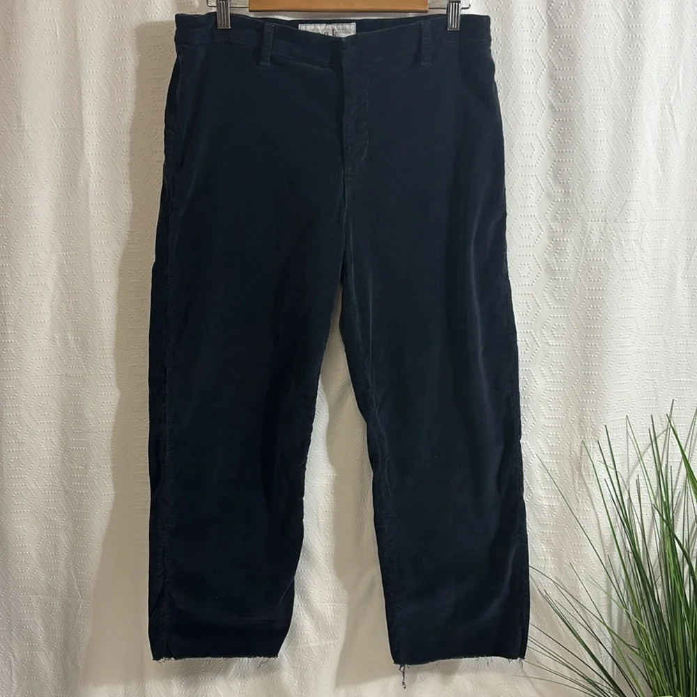 Frank & Eileen Kinsale Raw Hem Corduroy Pants Navy Blue size 12 - Picture 2 of 13
